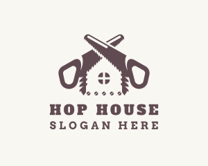 Woodworking House Handsaw logo design