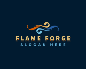 Flaming Water Wave logo design