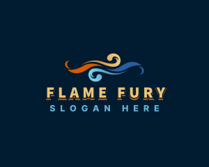 Flaming Water Wave logo design