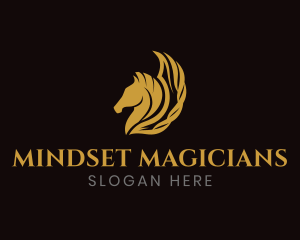 Horse Pegasus Wings logo design