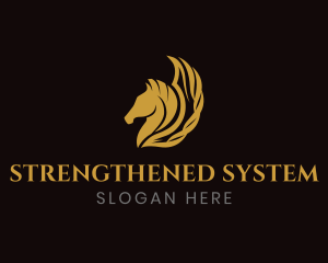 Horse Pegasus Wings logo design