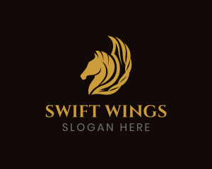 Horse Pegasus Wings logo design