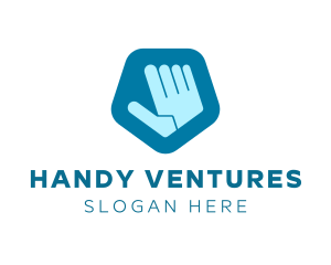 Blue Pentagon Hand logo