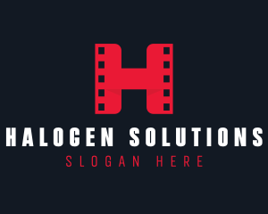 Cinema Film Reel Letter H logo design