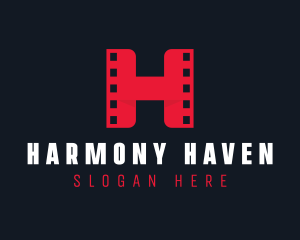 Cinema Film Reel Letter H logo design