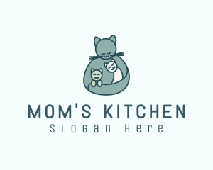 Cat Mom Kittens logo design