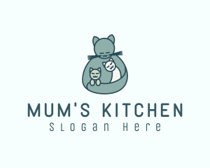 Cat Mom Kittens logo design