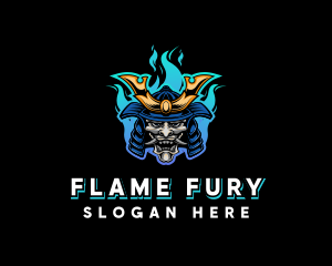 Flame Samurai Warrior logo design