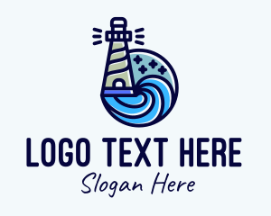 Current - Lighthouse Seaport Outline logo design