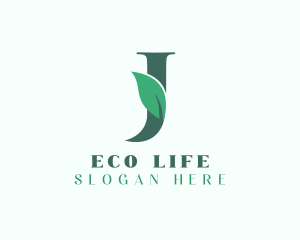 Natural Leaf Letter J logo design