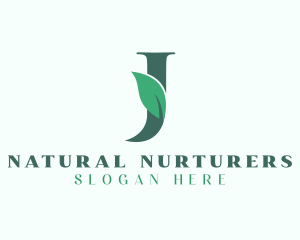 Natural Leaf Letter J logo design