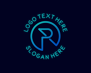 Modern Cyber Tech Letter R logo
