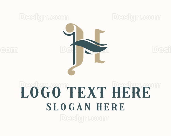 Luxury Wave Calligraphy Letter H Logo