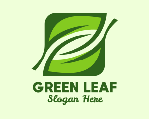 Green Square Leaf  logo design