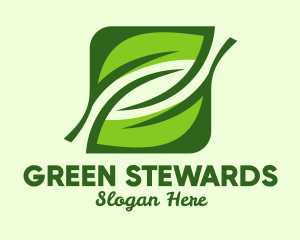 Green Square Leaf  logo design