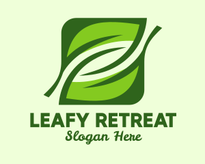 Green Square Leaf  logo design