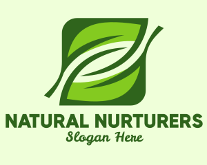 Green Square Leaf  logo design