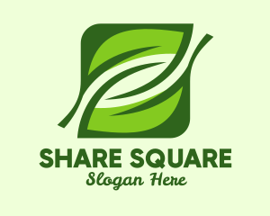 Green Square Leaf  logo design