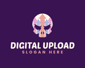 Skull Upward Arrow logo design