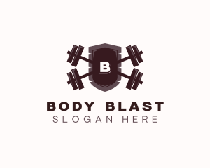 Bodybuilder Barbell Weights  logo design