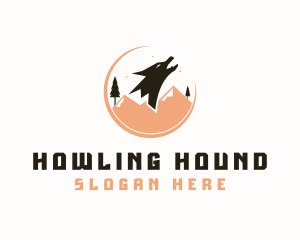 Howling Mountain Wolf  logo design