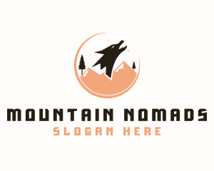 Howling Mountain Wolf  logo design