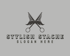 Mustache Barbershop Scissors logo