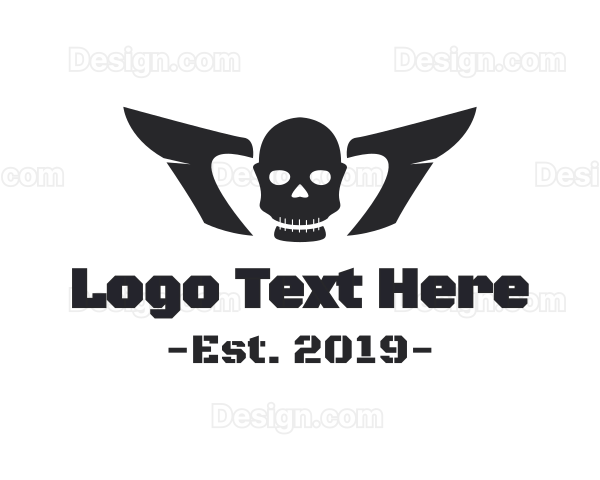 Horror Winged Skull Logo