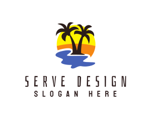 Summer Coconut Tree logo design