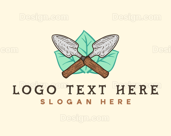 Trowel Tool Leaves Logo