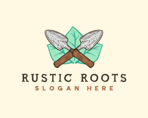 Trowel Tool Leaves logo design