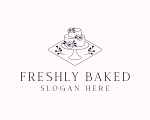 Floral Wedding Cake logo design