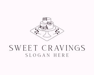 Floral Wedding Cake logo design