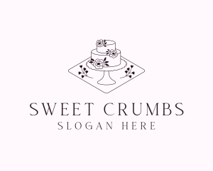 Floral Wedding Cake logo design