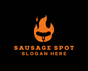 Fire Hot Dog Sausage logo design