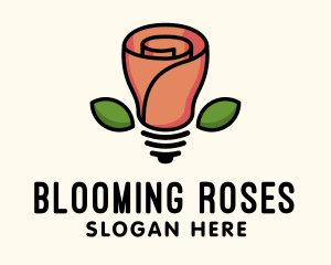 Rose Lightbulb Floral Fixture logo design