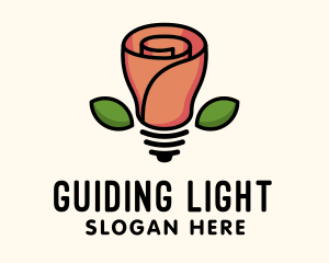 Rose Lightbulb Floral Fixture logo design