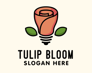 Rose Lightbulb Floral Fixture logo design