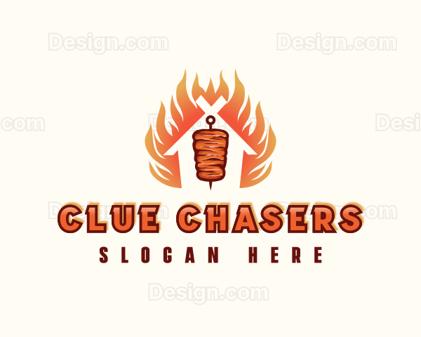 Kebab Grill Flame Logo