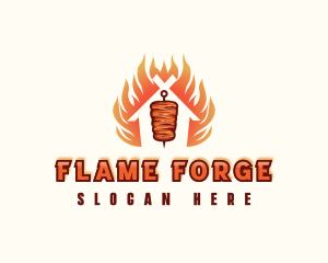 Kebab Grill Flame logo design