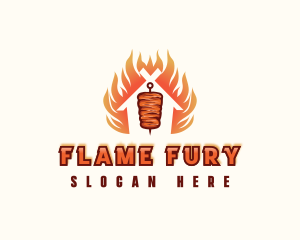 Kebab Grill Flame logo design