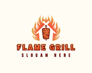 Kebab Grill Flame logo design