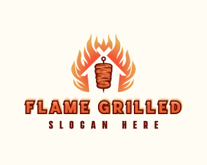Kebab Grill Flame logo design