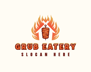 Kebab Grill Flame logo design