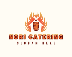 Kebab Grill Flame logo design