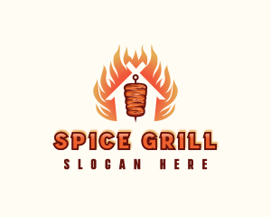 Kebab Grill Flame logo design