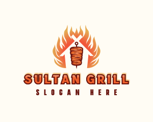 Kebab Grill Flame logo design