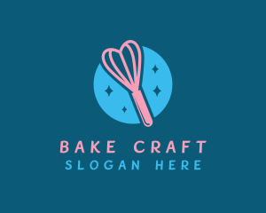 Heart Baking Whisker logo design