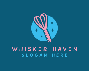 Heart Baking Whisker logo design