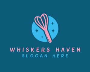 Heart Baking Whisker logo design